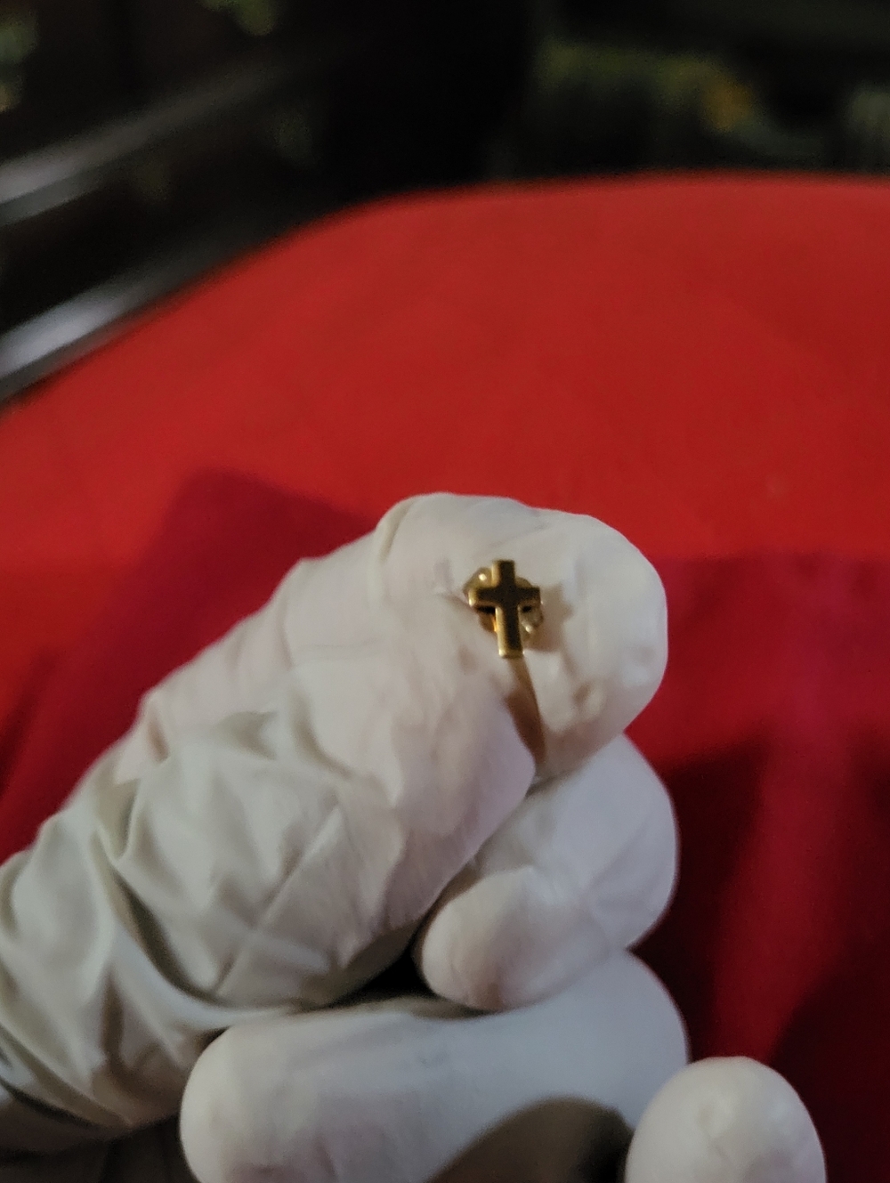 Gold Cross Stud Earring - Single  14k Yellow Gold Cross